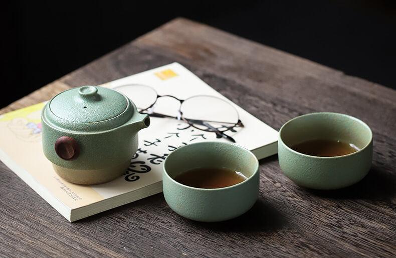 Japanese Style Ceramic Travel Tea Set - 3 pcs - mokupark.com